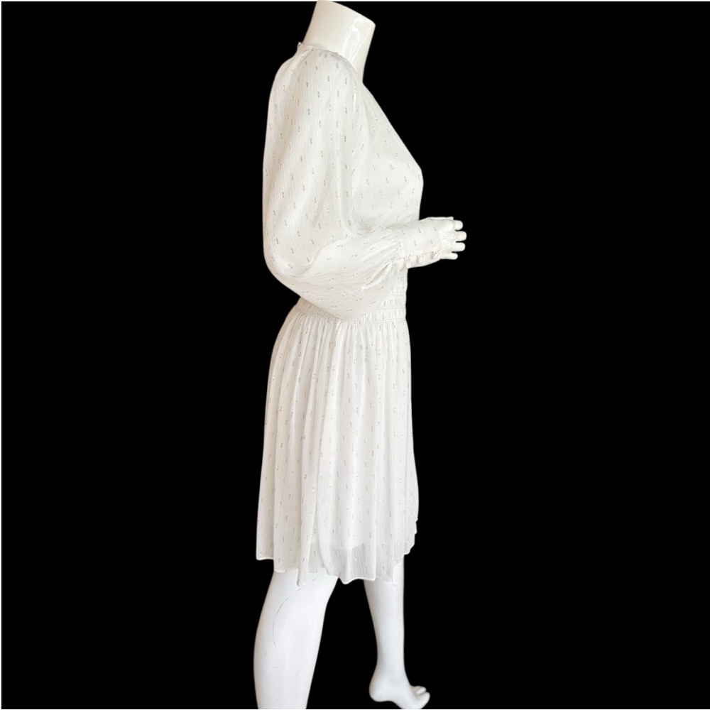 Calvin Klein White Smocked Dress with Silver Metallic Accents. Women’s Size 8 - Picture 4 of 11
